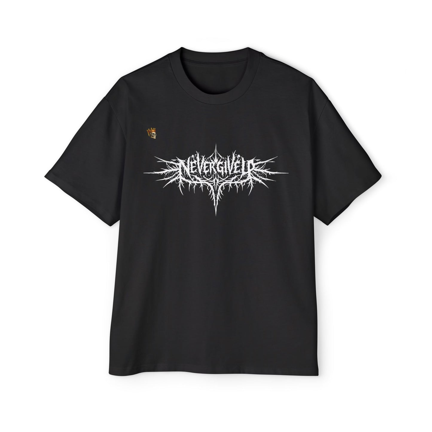 Never Give Up Black Tee — Dark Angel Graphic Men’s Oversized Shirt