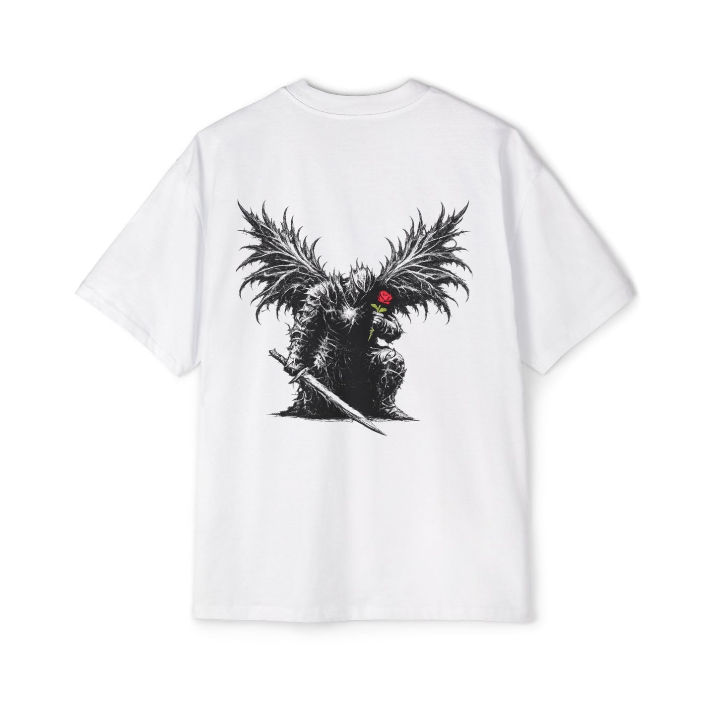 Never Give Up Black Tee — Dark Angel Graphic Men’s Oversized Shirt